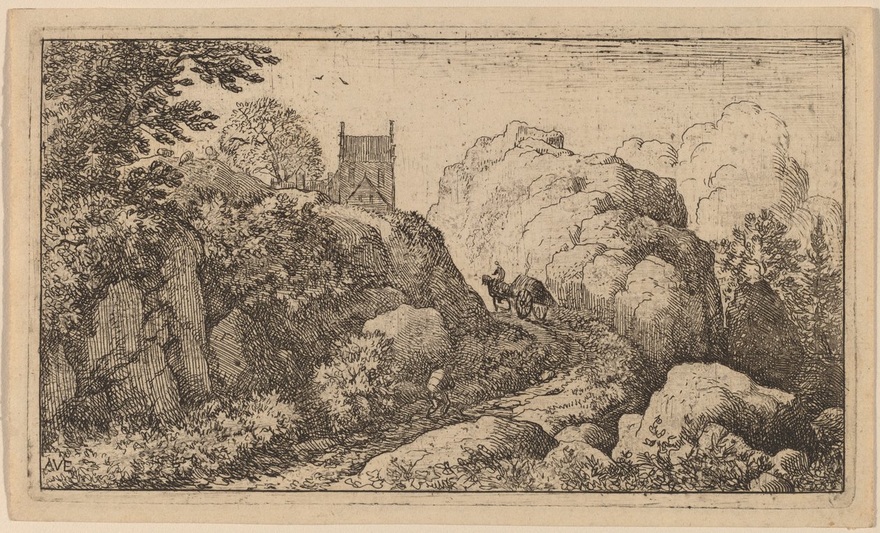 Karren in einer engen Passage von Allart van Everdingen