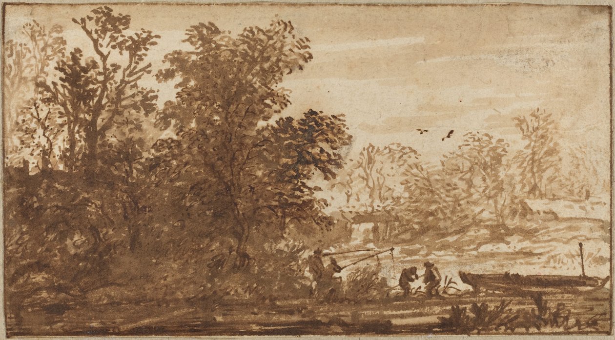 Fischer in einer Flusslandschaft von Allart van Everdingen