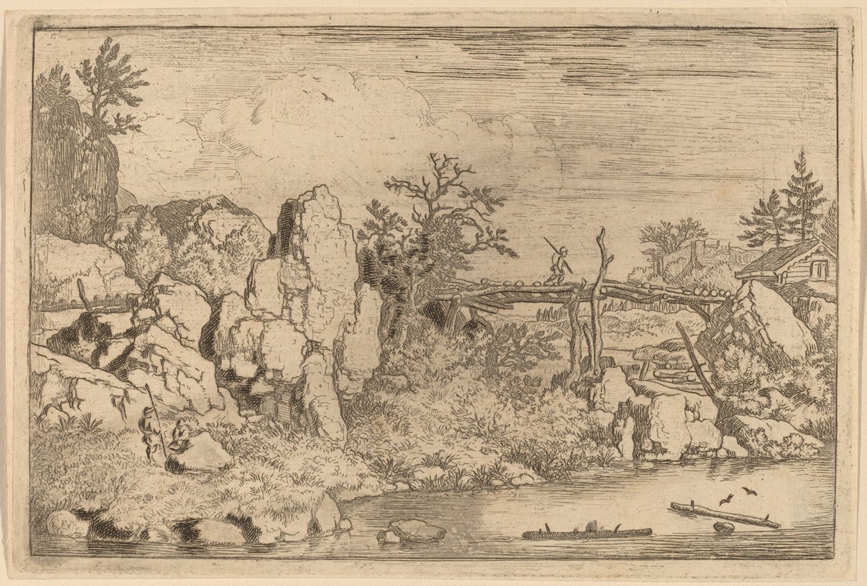 Zwei Baumstämme im Wasser von Allart van Everdingen