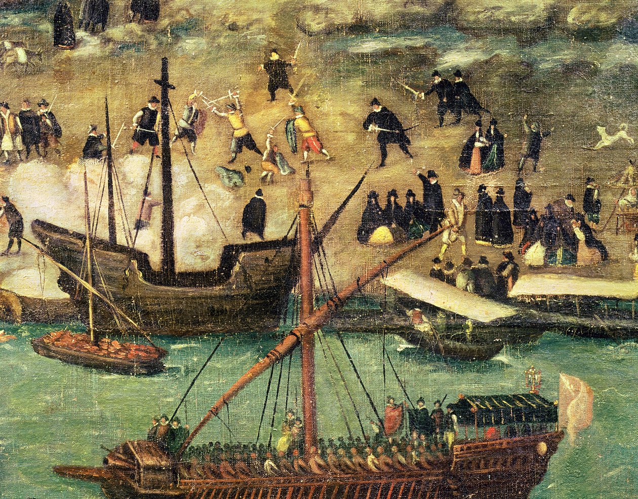 Der Hafen von Sevilla, um 1590 (Detail) von Alonso Sánchez Coello