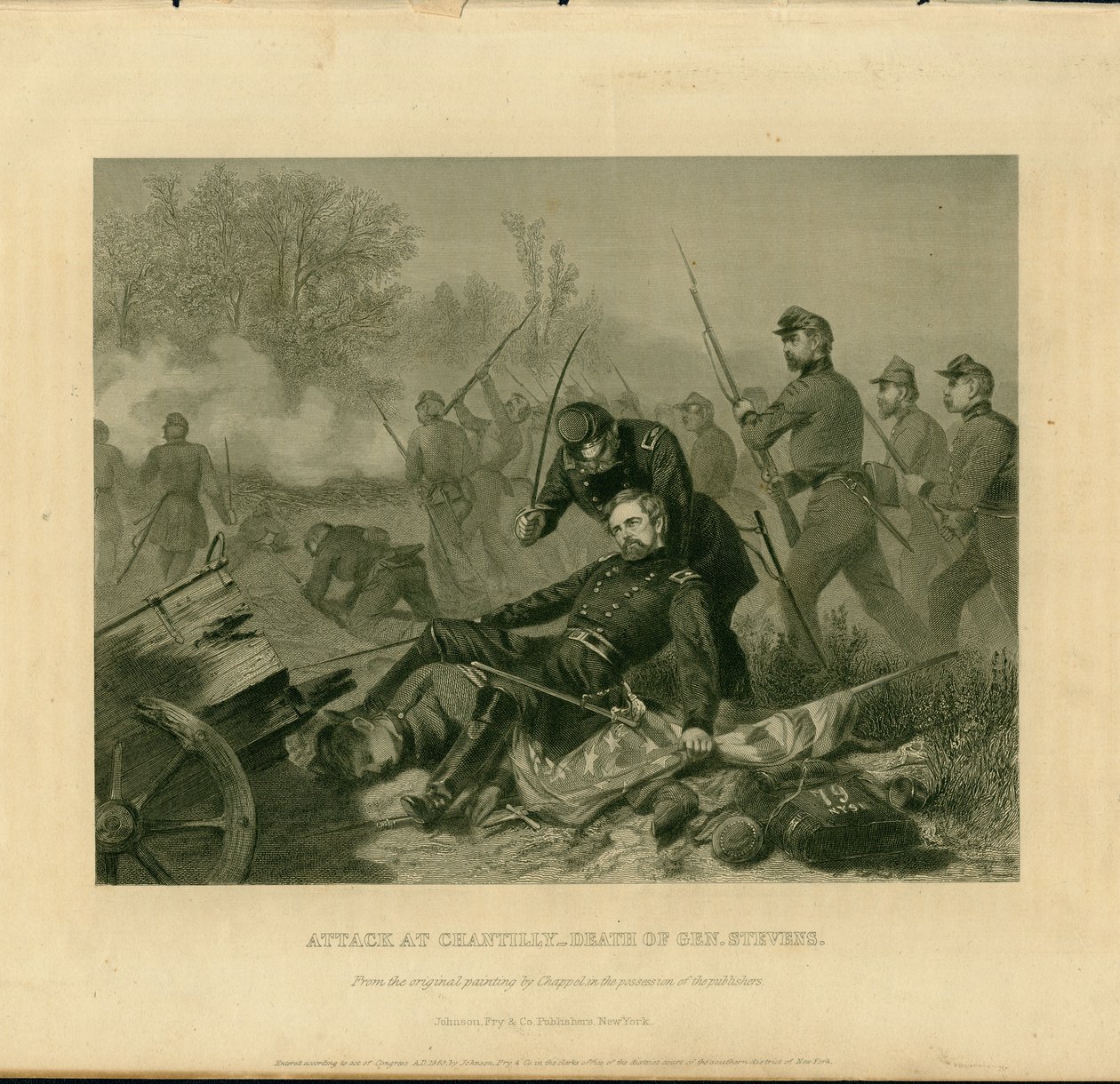 Angriff bei Chantilly. Tod von Gen. Stevens von Alonzo Chappel