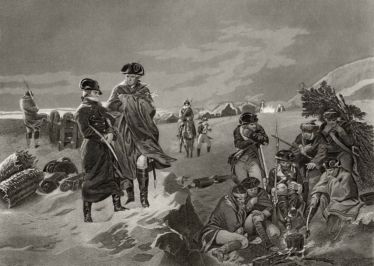 George Washington und La Fayette in Valley Forge, aus 