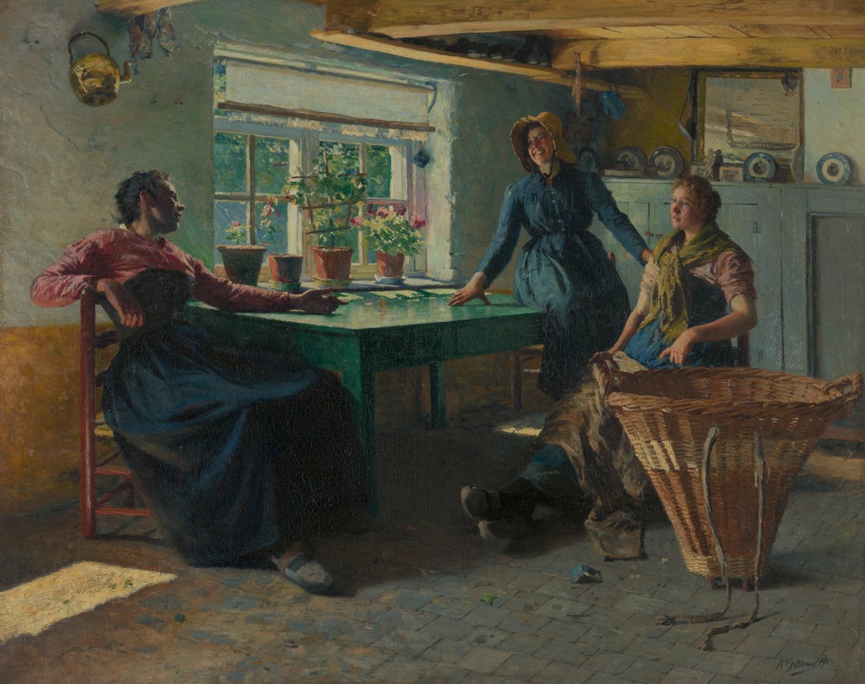Interieur mit Fischerfrauen von Alois Boudry