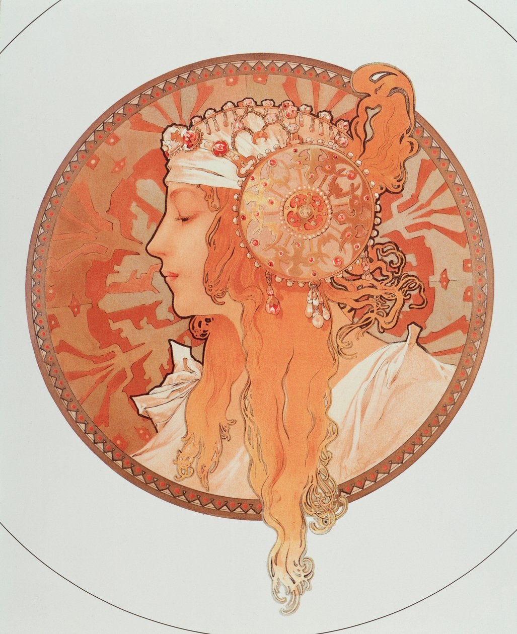 Blonde Lithographie-Serie „Byzantinische Köpfe“ von Alphonse Mucha, 1897 von Alphonse Mucha
