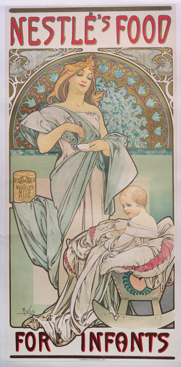 Nestlés Nahrung für Säuglinge, 1897 von Alphonse Mucha