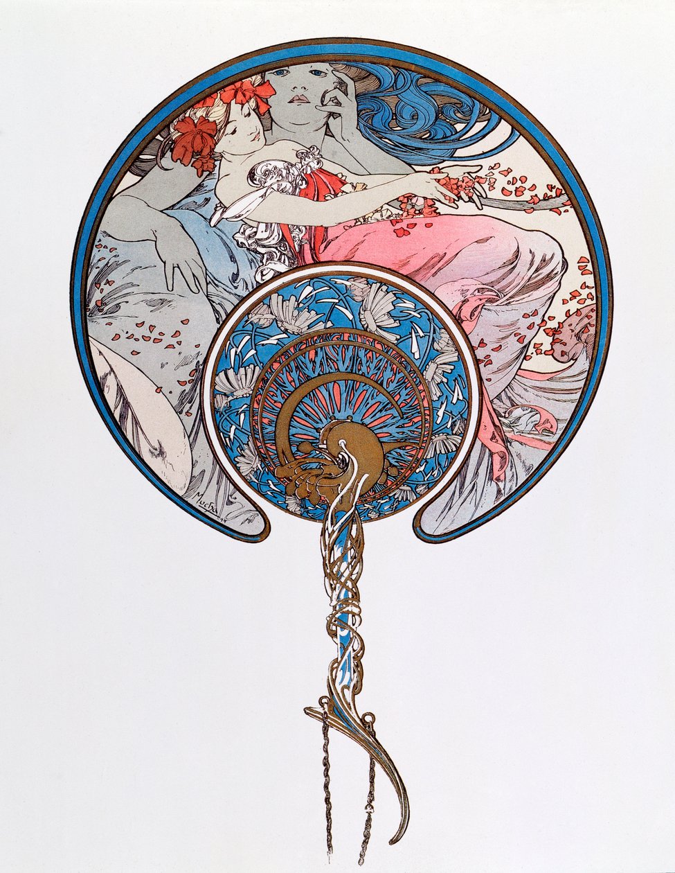 Der vorbeiziehende Wind Kriege Jugend Lithographie von Alphonse Mucha, 1899 von Alphonse Mucha
