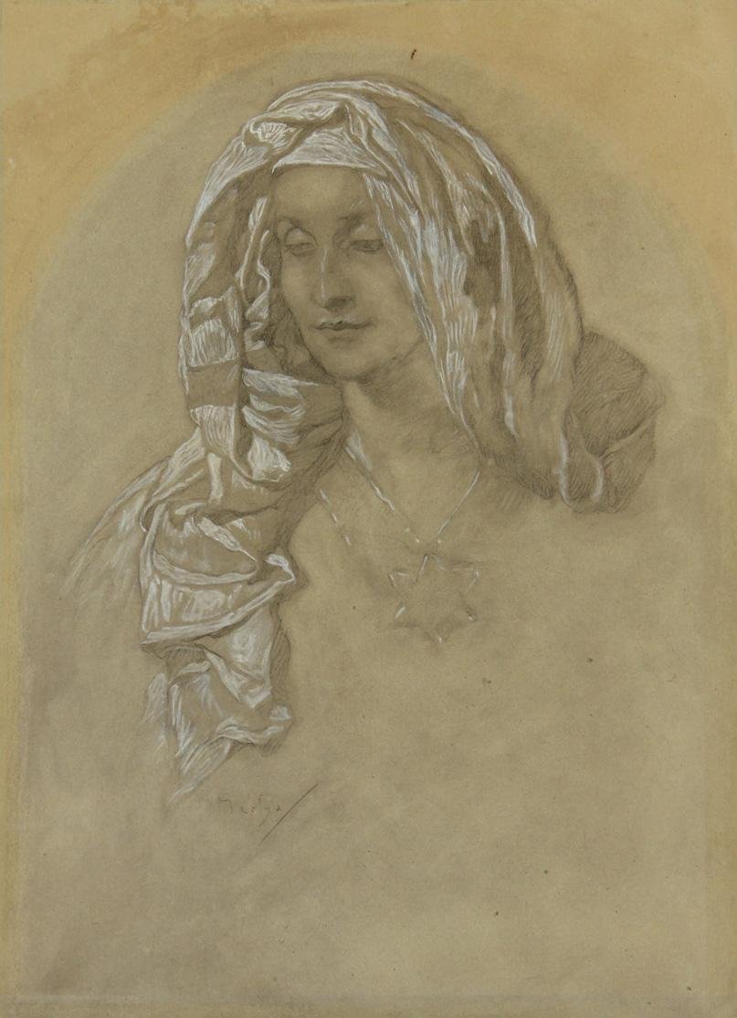 Porträt eines Mädchens von Alphonse Mucha