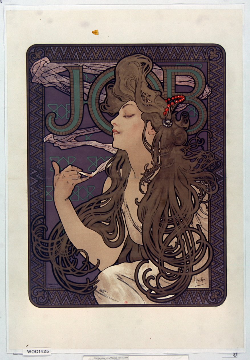 Werbung für Job-Zigaretten von Alphonse Mucha