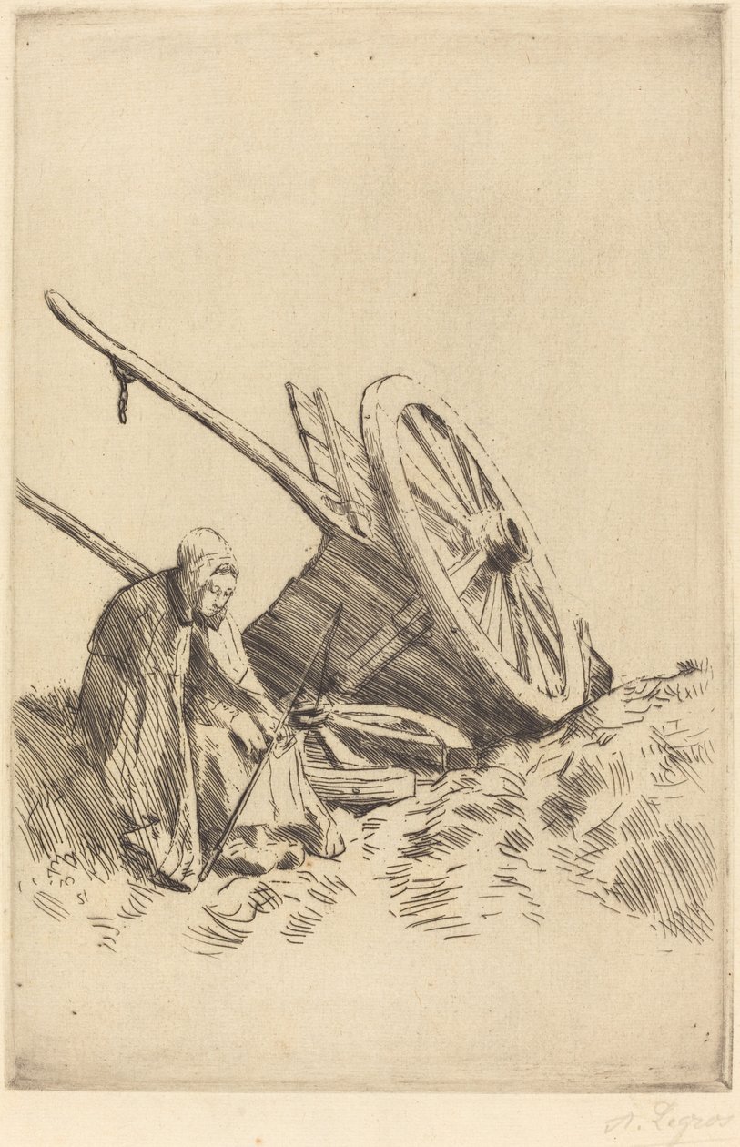 Gebrochener Wagen La charrette brisee von Alphonse Legros