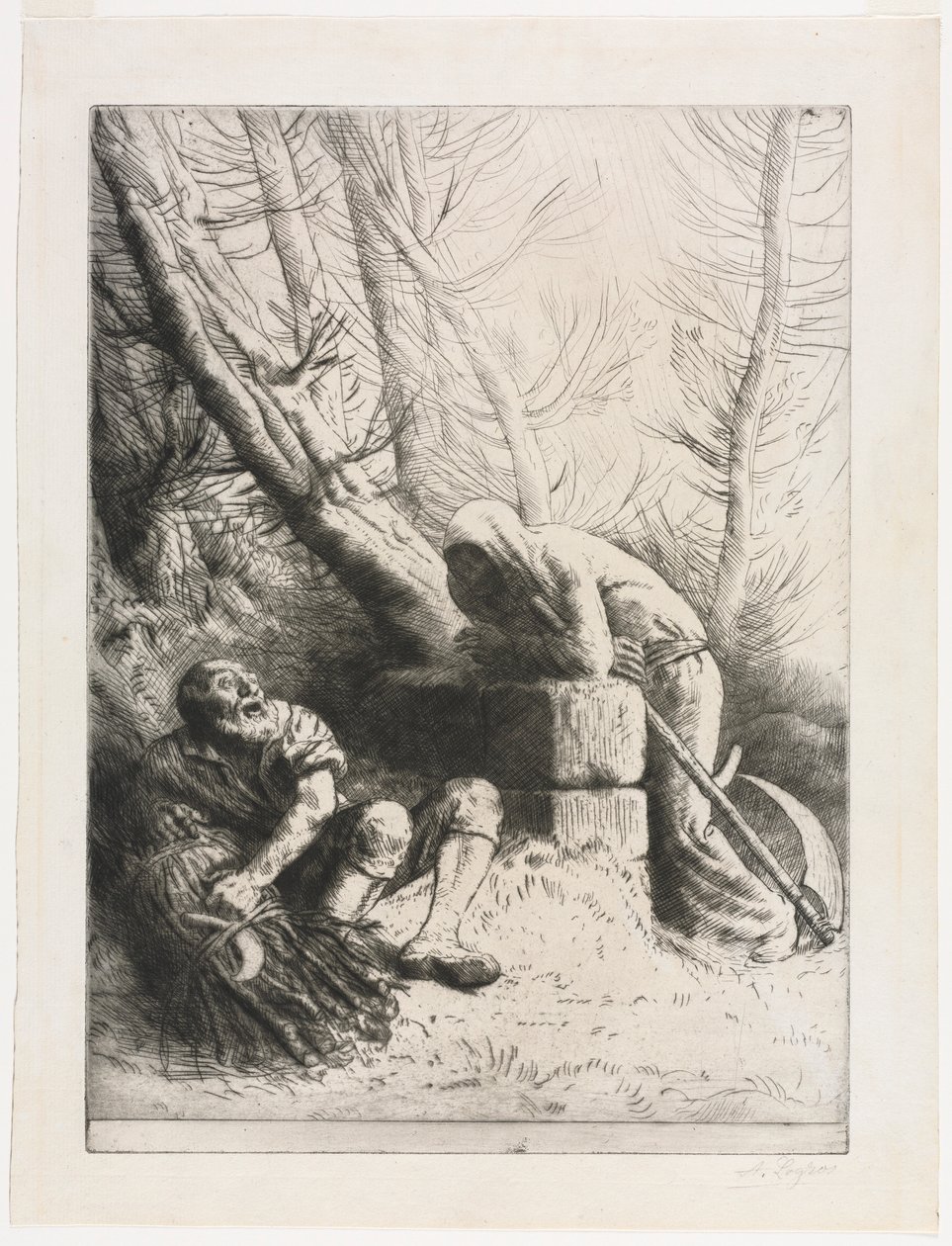 Der Tod und der Holzfäller, 1881 von Alphonse Legros
