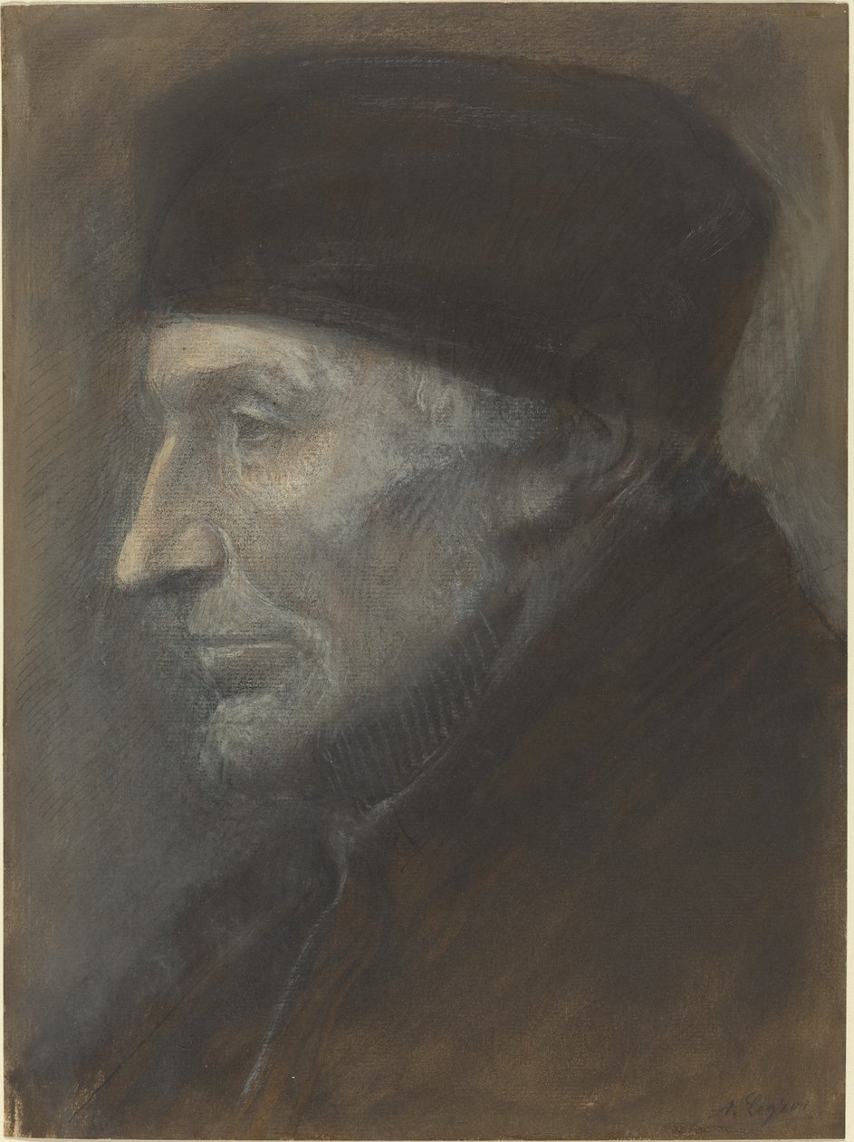 Kopf eines Mannes mit Schädeldecke von Alphonse Legros