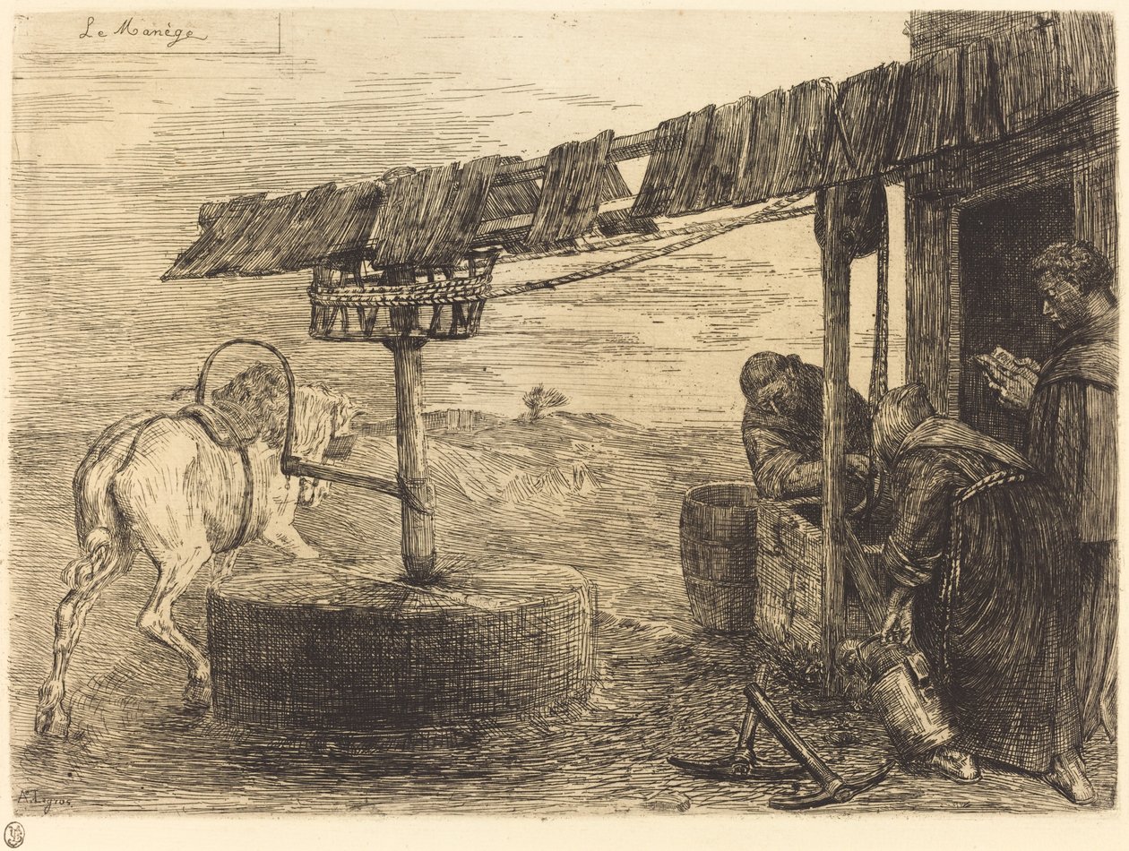 Pferdebetriebene Mühle von Alphonse Legros