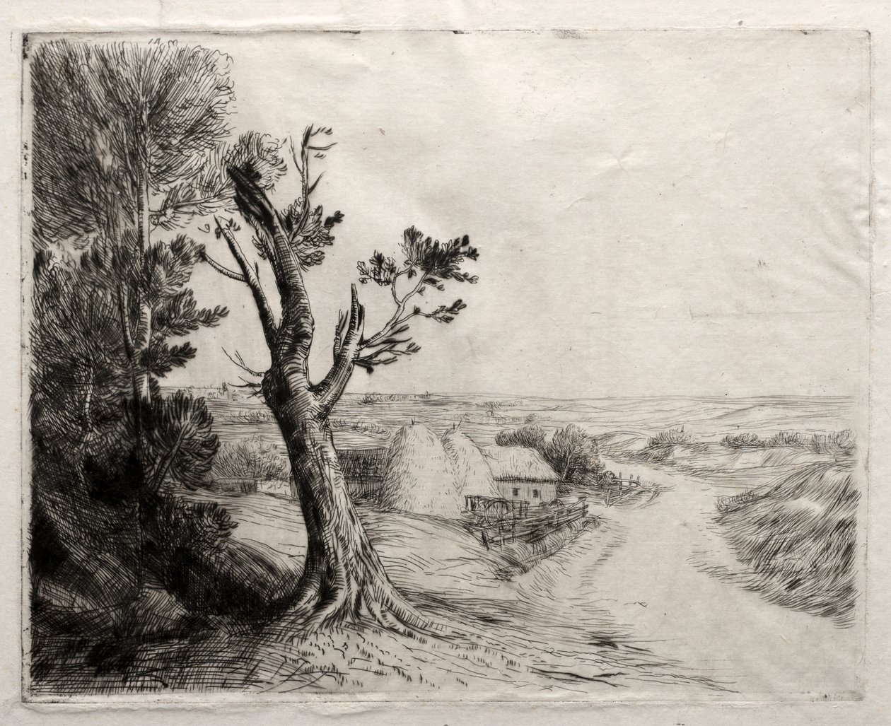 Landschaft mit Strohhaufen von Alphonse Legros
