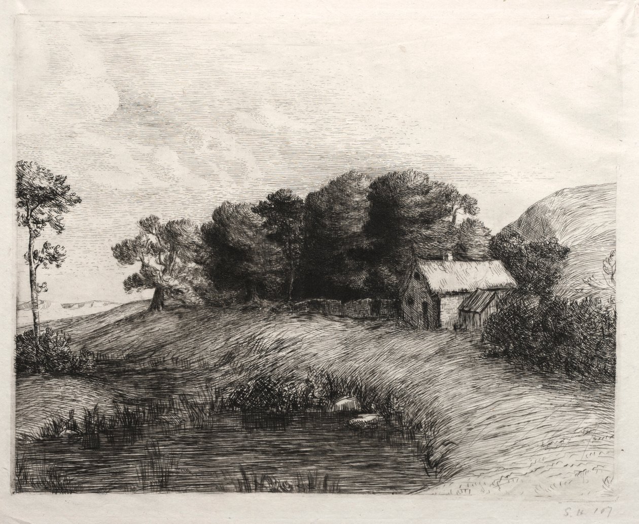Landschaft mit einem Teich von Alphonse Legros