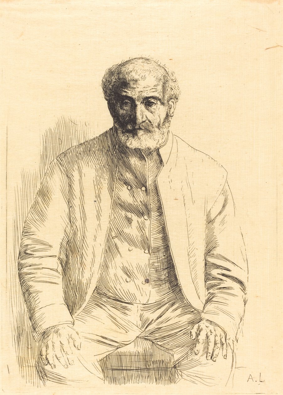 Alter Mann sitzt von Alphonse Legros