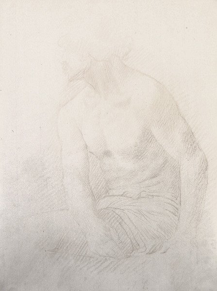 Sitzender männlicher Akt von Alphonse Legros
