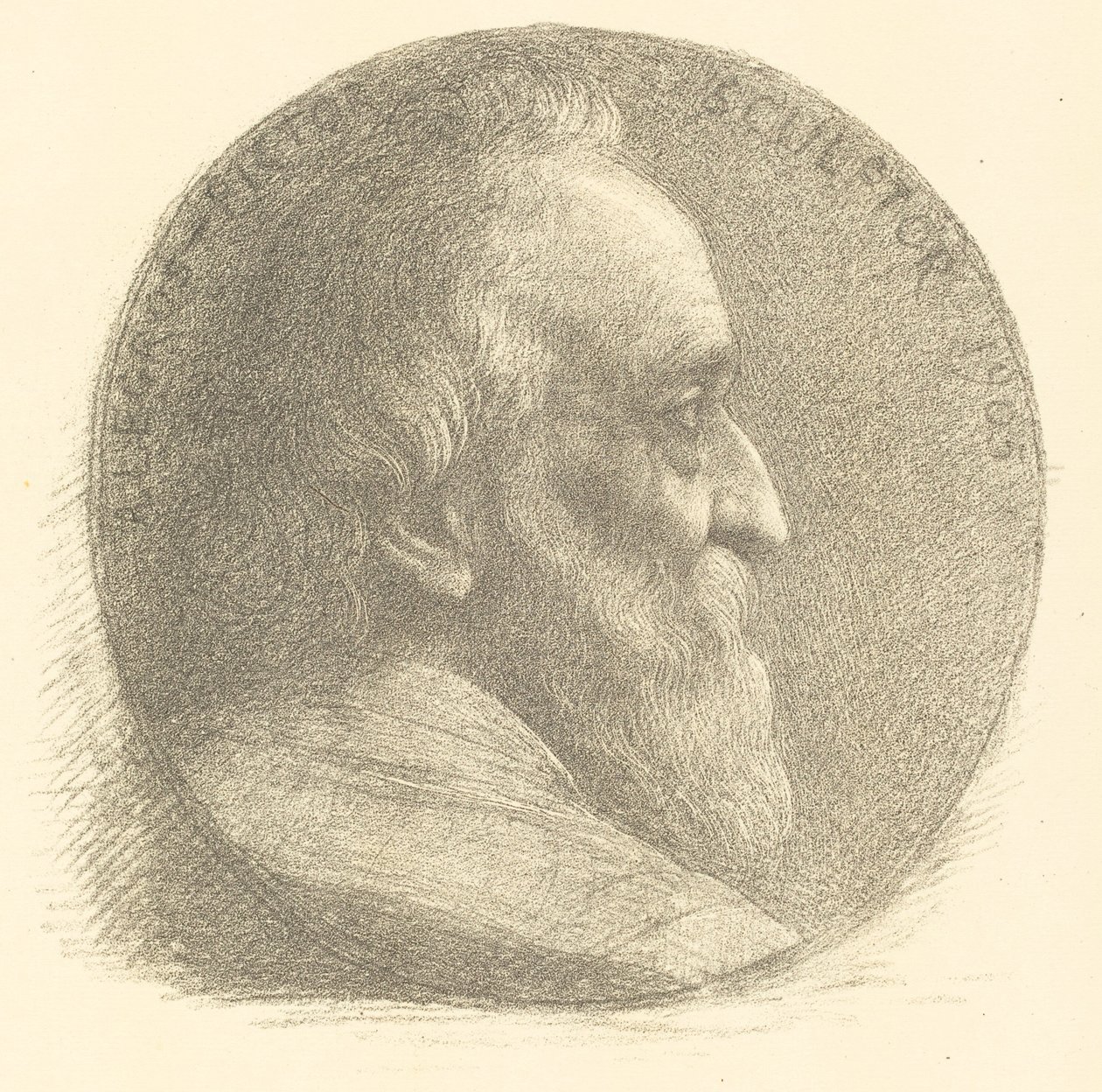 Selbstporträt, Medaillon, Nr.1, 9. Platte von Alphonse Legros