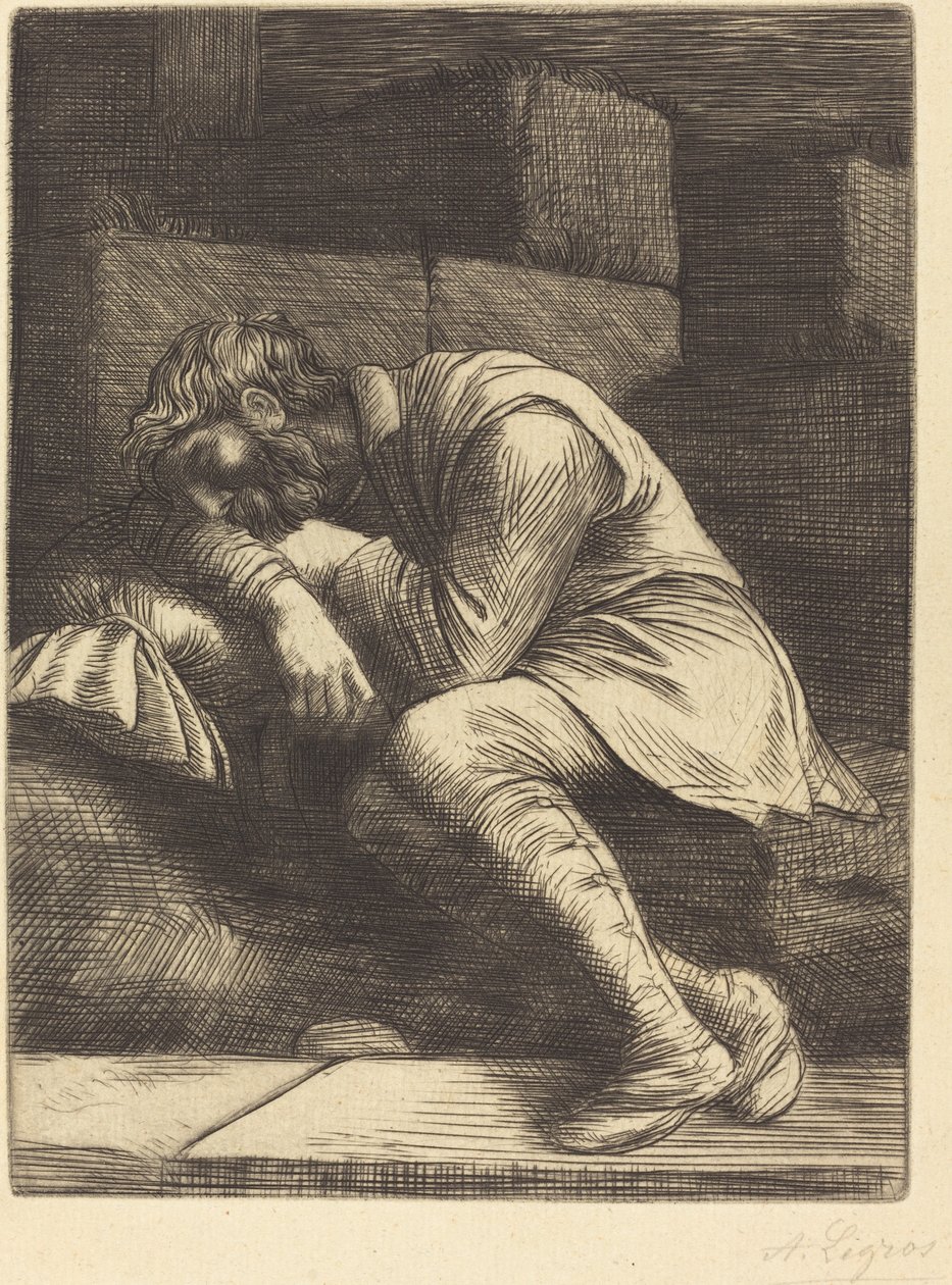 Schlafender Bettler von Alphonse Legros