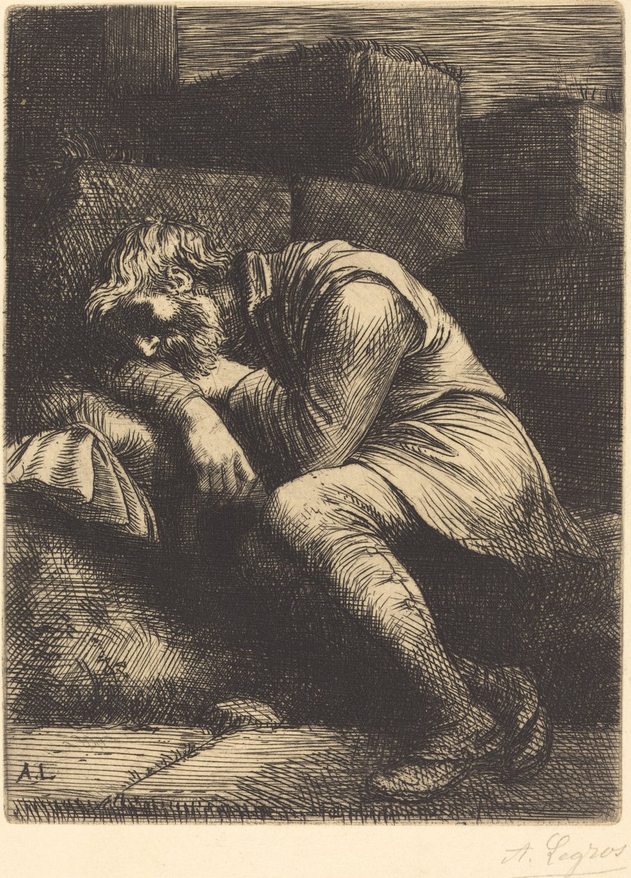 Schlafender Bettler (Mendiant endormi) von Alphonse Legros