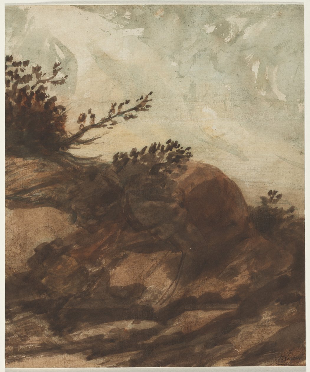 Sonnenuntergang über dem Hügel, zweite Hälfte des 19. Jahrhunderts von Alphonse Legros