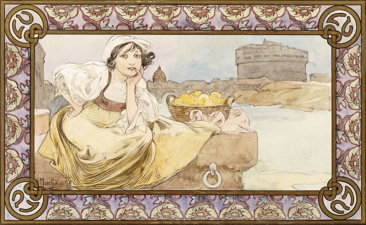 Italienisches Mädchen, 1900 von Alphonse Mucha