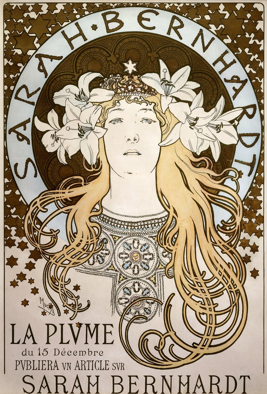 La Plume, mit Sarah Bernhardt, 1896 von Alphonse Mucha