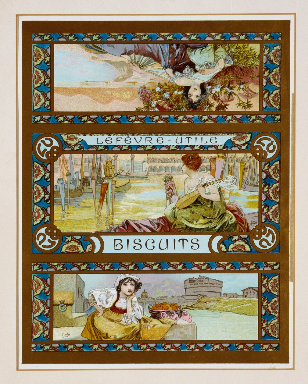 Plakatwerbung für "Lefevre-Utile"-Kekse von Alphonse Mucha