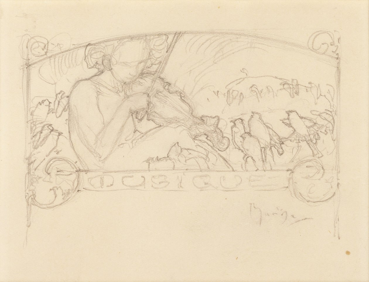 Studie einer Frau, die Geige spielt von Alphonse Mucha