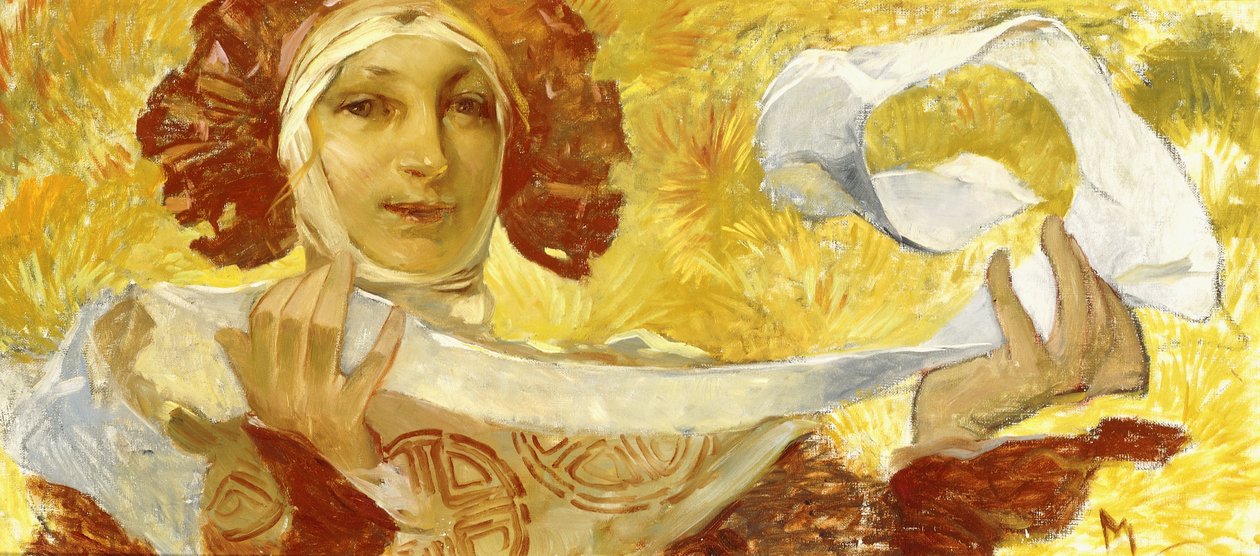 Frau mit einem Band, ca. 1902-1903 von Alphonse Mucha