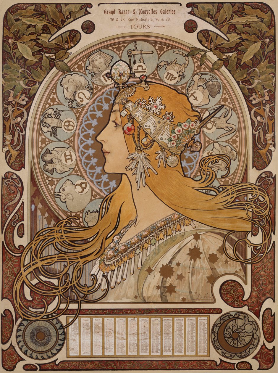 Zodiac, Grand Bazar & Nouvelles Galeries, Tours von Alphonse Mucha