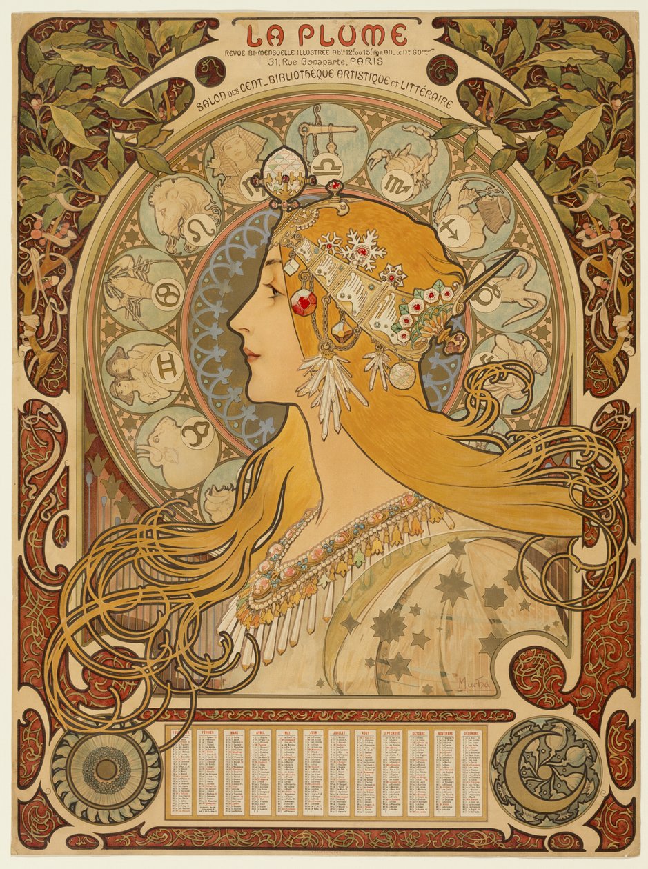 Zodiaque ("La Plume") von Alphonse Marie Mucha