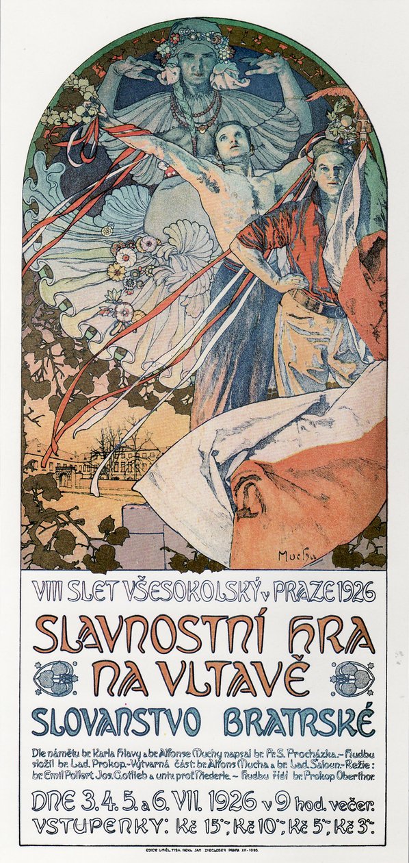 8. Sokol-Festival in Prag Poster von Alphonse Mucha