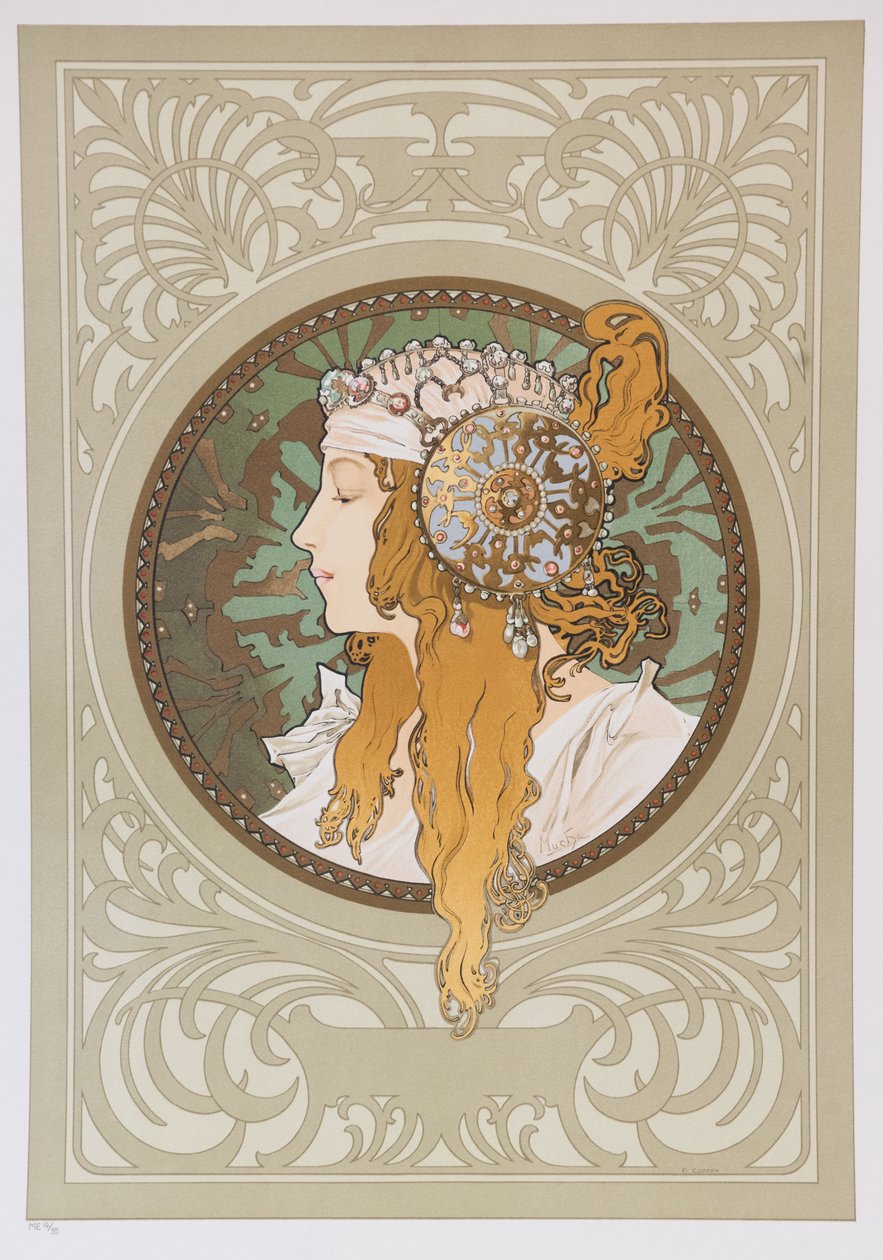Byzantinische Köpfe: Blond, 1897 von Alphonse Mucha