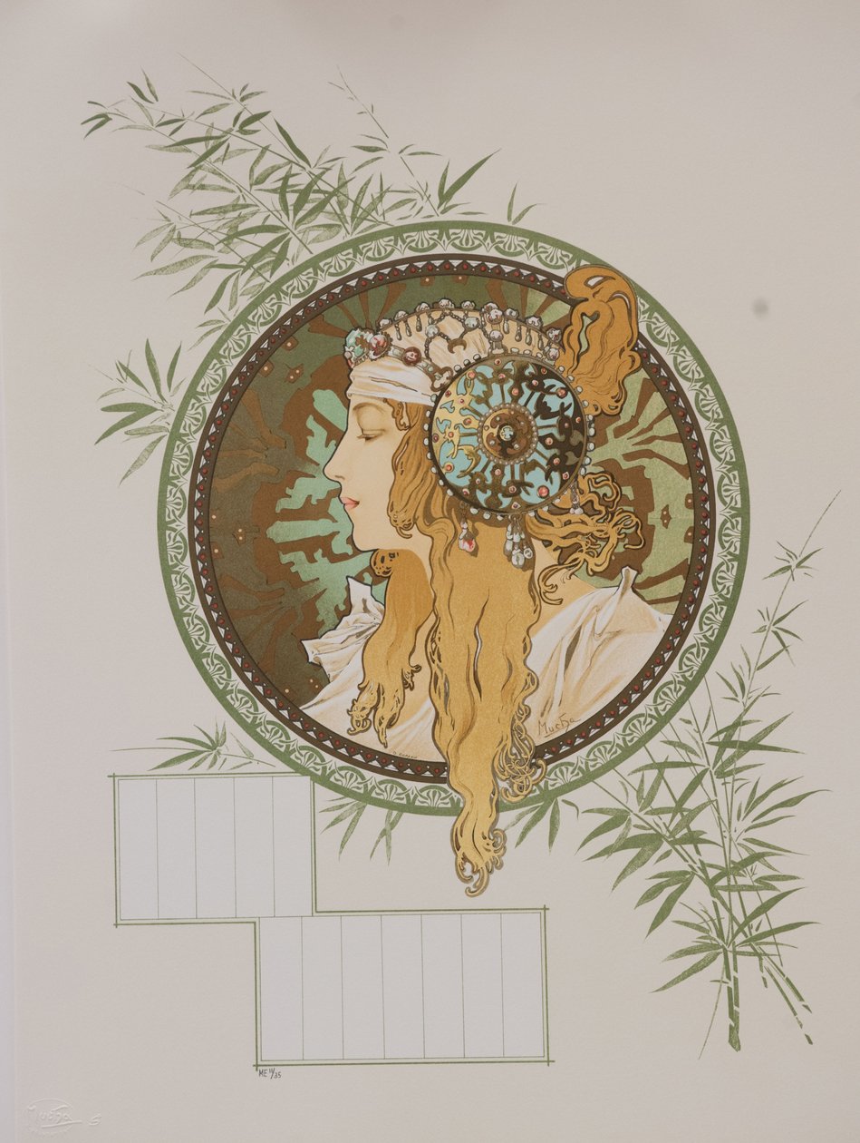 Byzantinische Köpfe: Blonde Kalender, 1897 von Alphonse Mucha