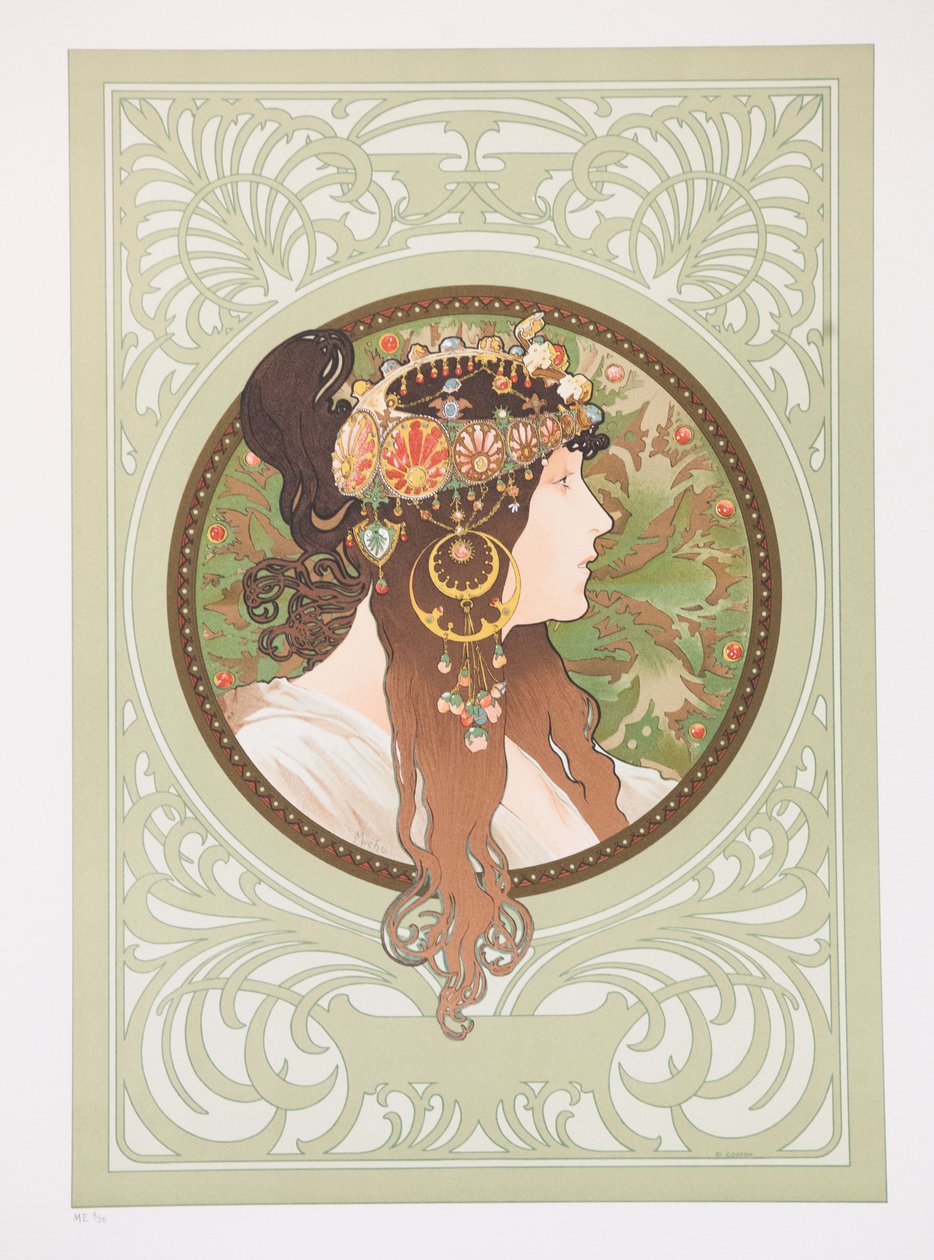 Byzantinische Köpfe: Brünette, 1897 von Alphonse Mucha