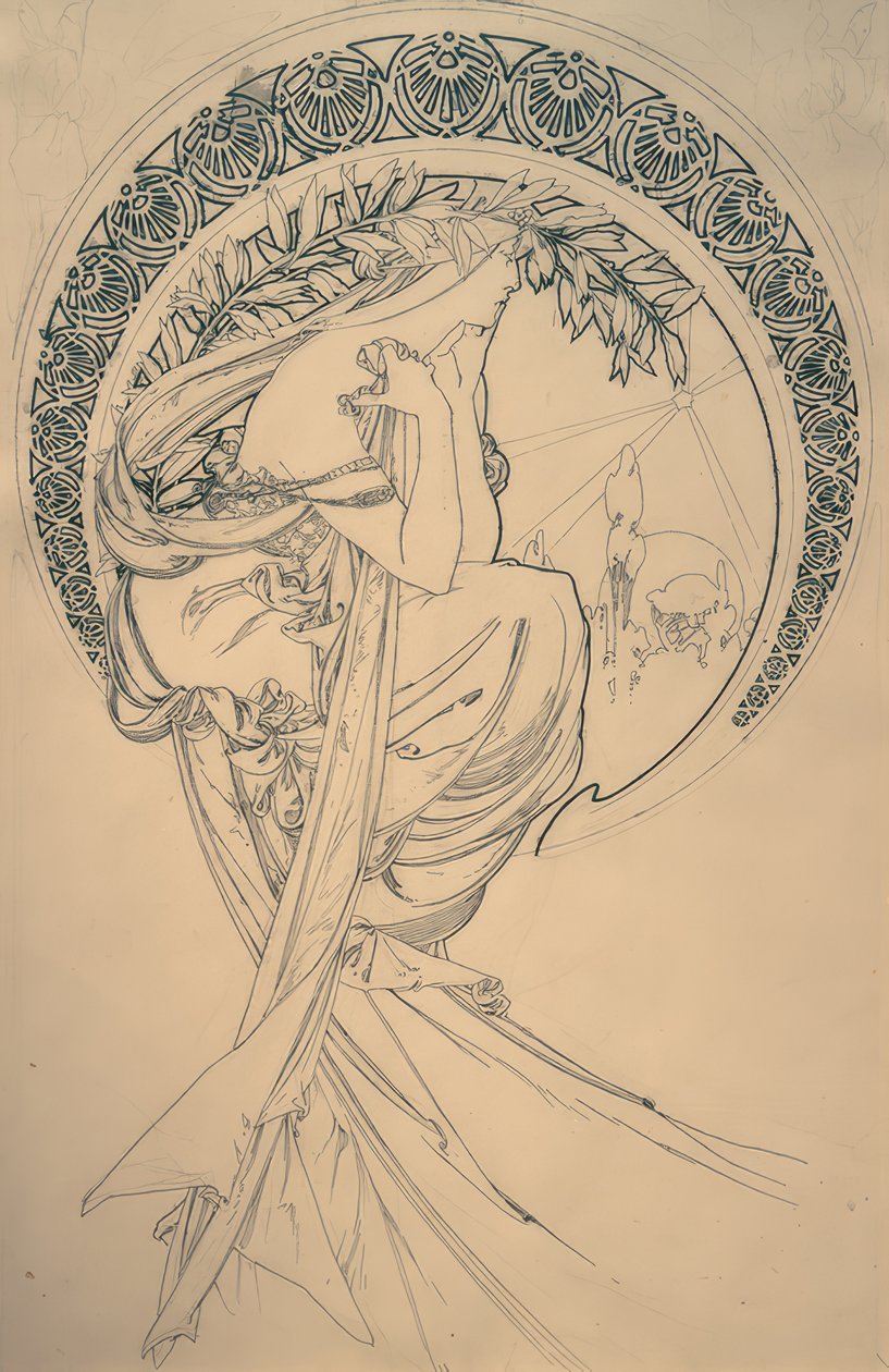 Die Poesie (Entwurf) von Alphonse Mucha