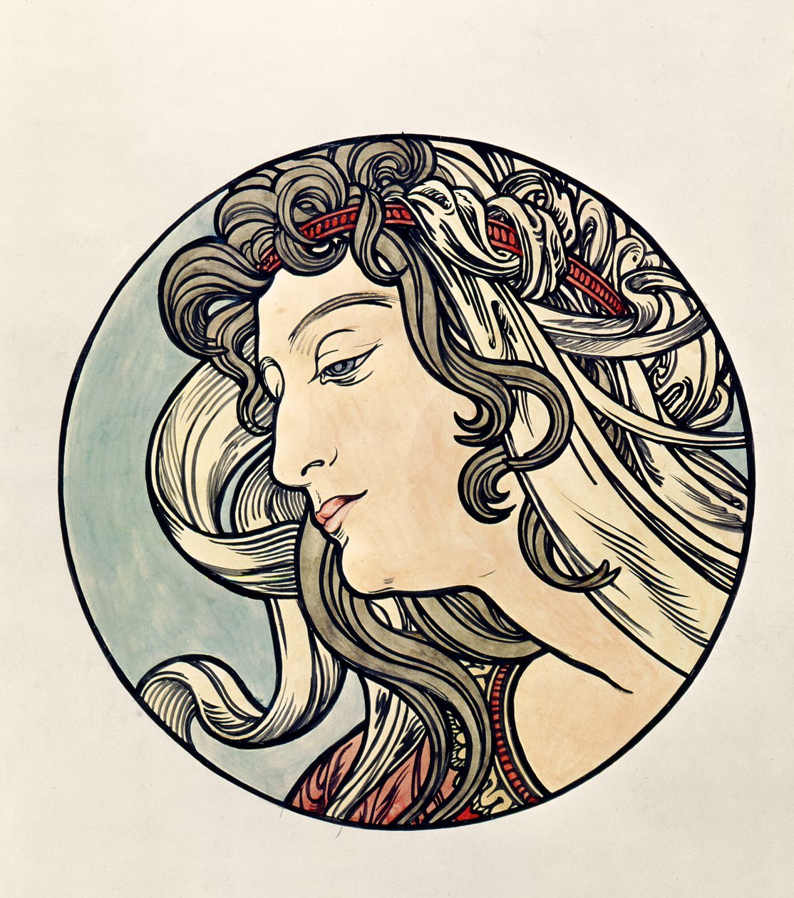 Kopf einer Frau von Alphonse Mucha