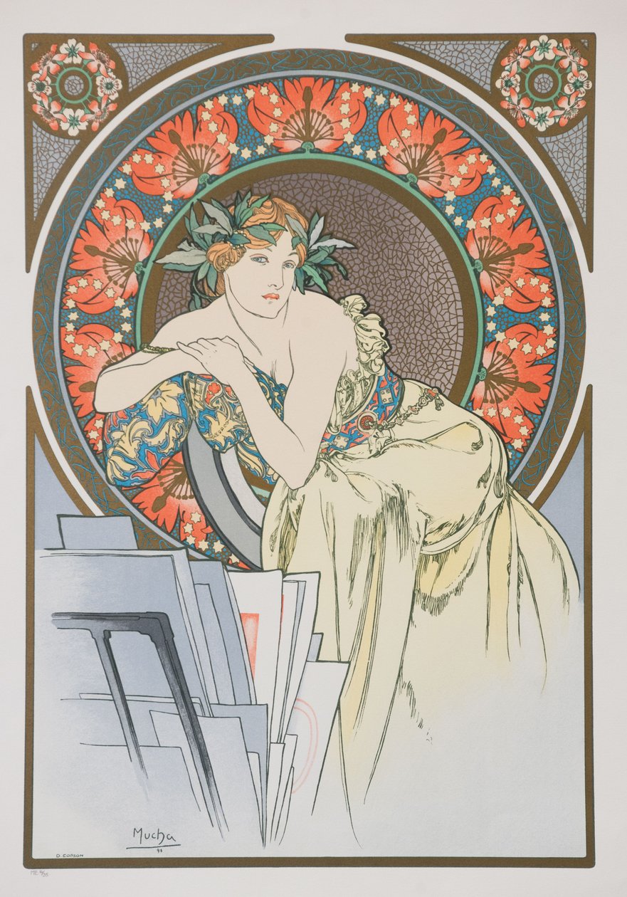 Die Frau mit den Mohnblumen, 1898 von Alphonse Mucha