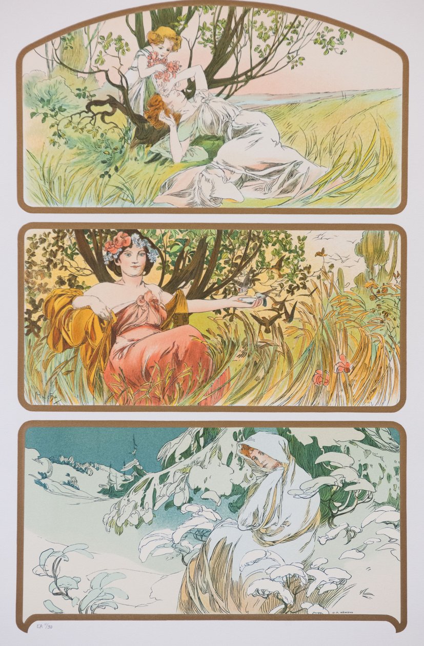 Drei Jahreszeiten, ca. 1898 von Alphonse Mucha
