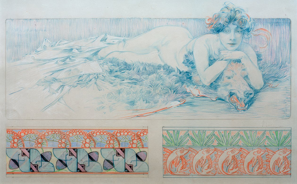 Vorzeichnung für Tafel 4 von Alphonse Mucha