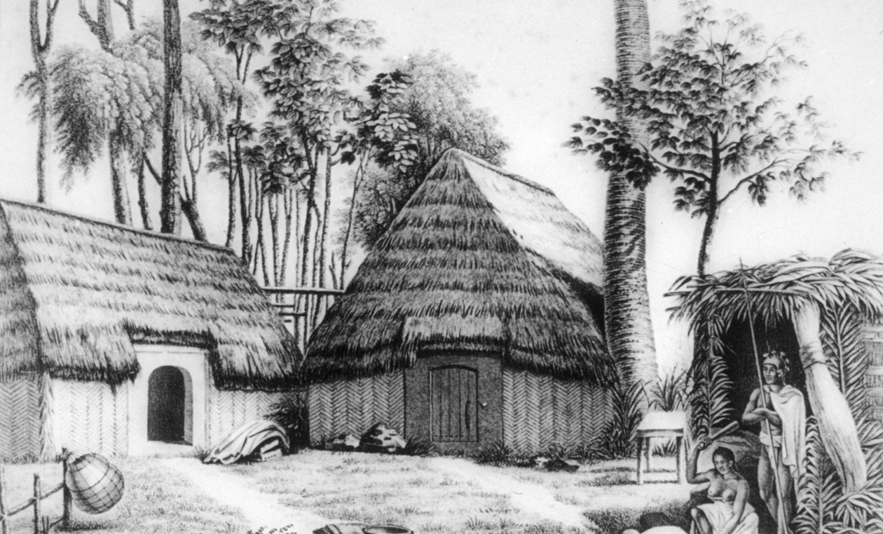 Das Haus des Häuptlings, Kalaimoku, 1819 von Alphonse Pellion