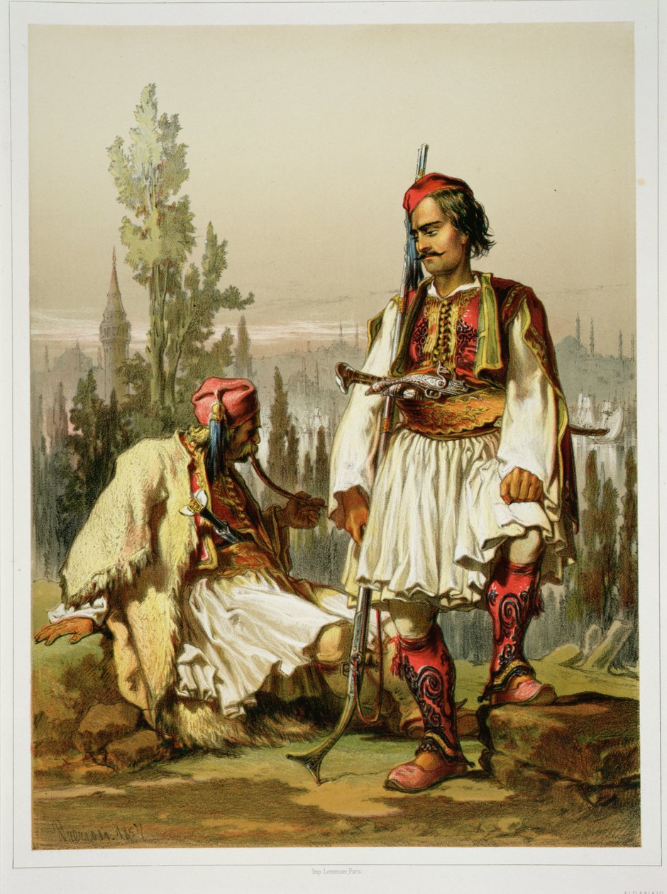 Albaner, Söldner in der osmanischen Armee, veröffentlicht von Lemercier, 1857 von Amadeo Preziosi