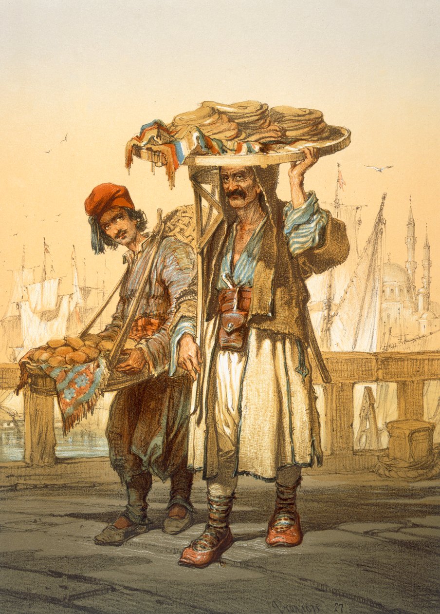 Brotverkäufer am Kai, 1865 von Amadeo Preziosi