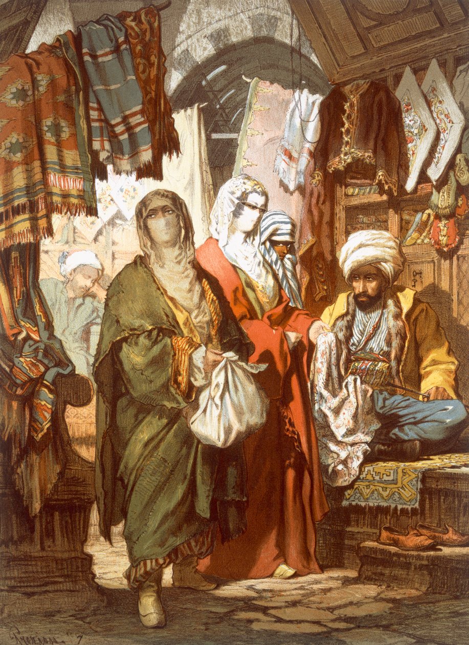Der Seidenbasar, 1865 von Amadeo Preziosi