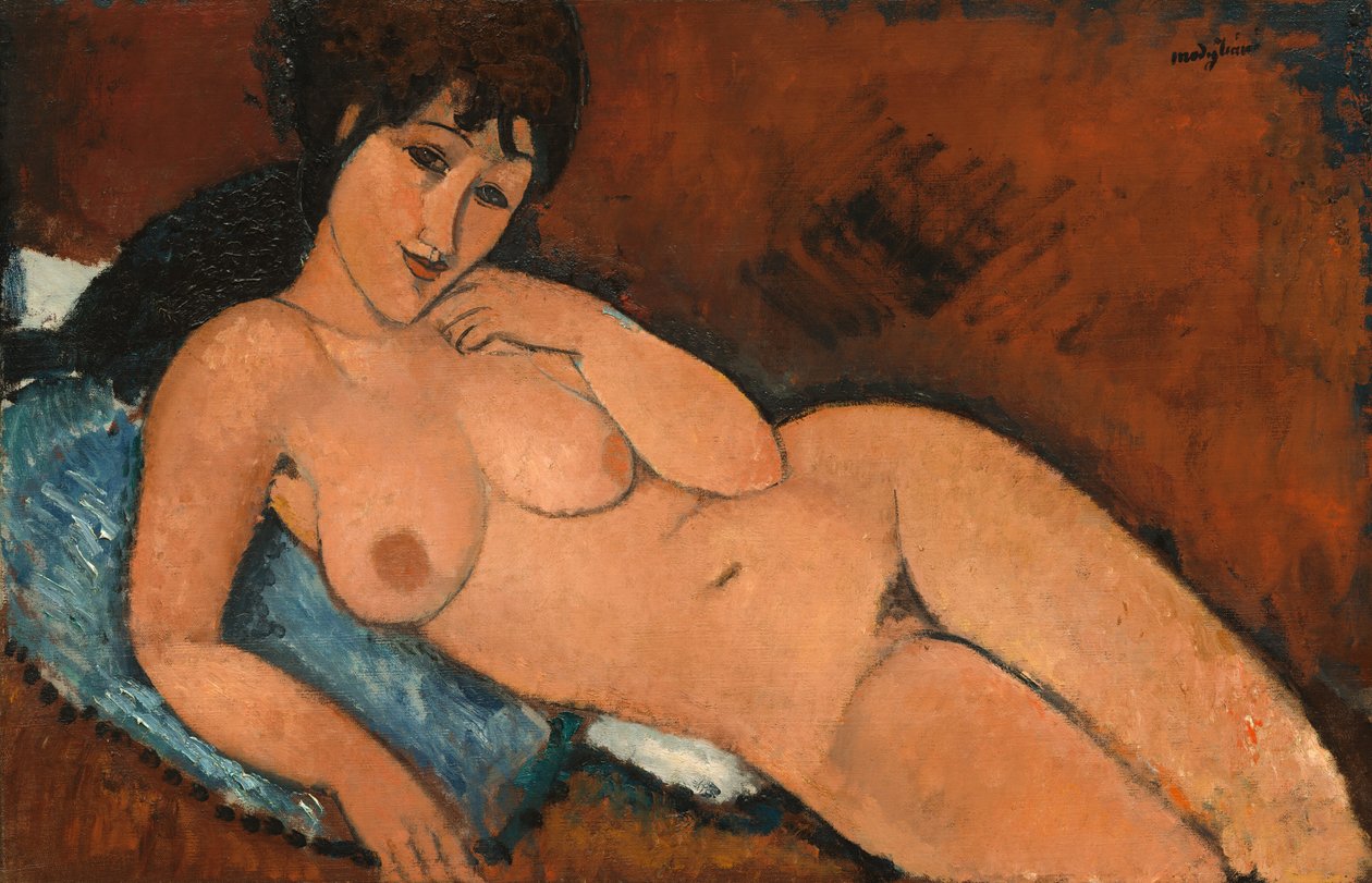 Akt auf einem blauen Kissen, 1917 von Amedeo Modigliani