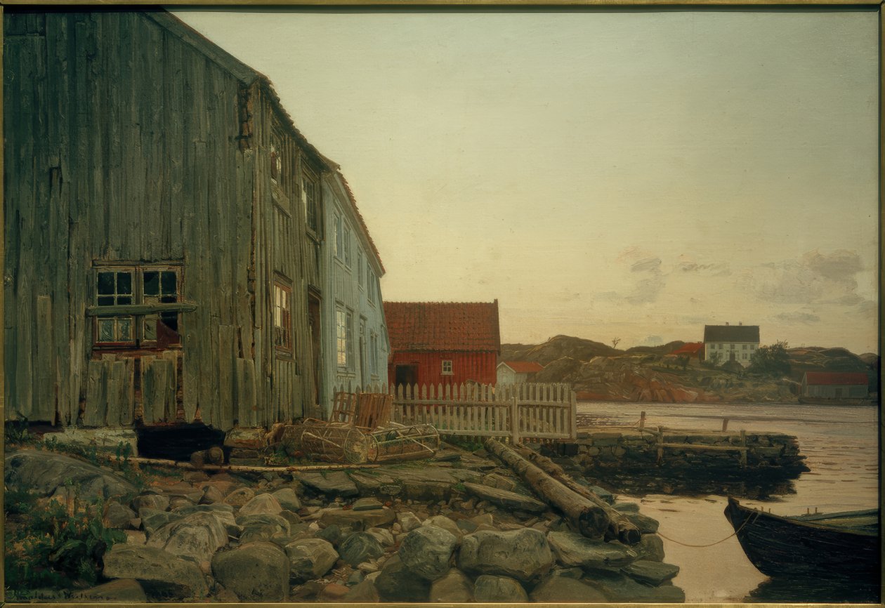 Eine Fischerhütte, Altes Hellesund von Amaldus Nielsen