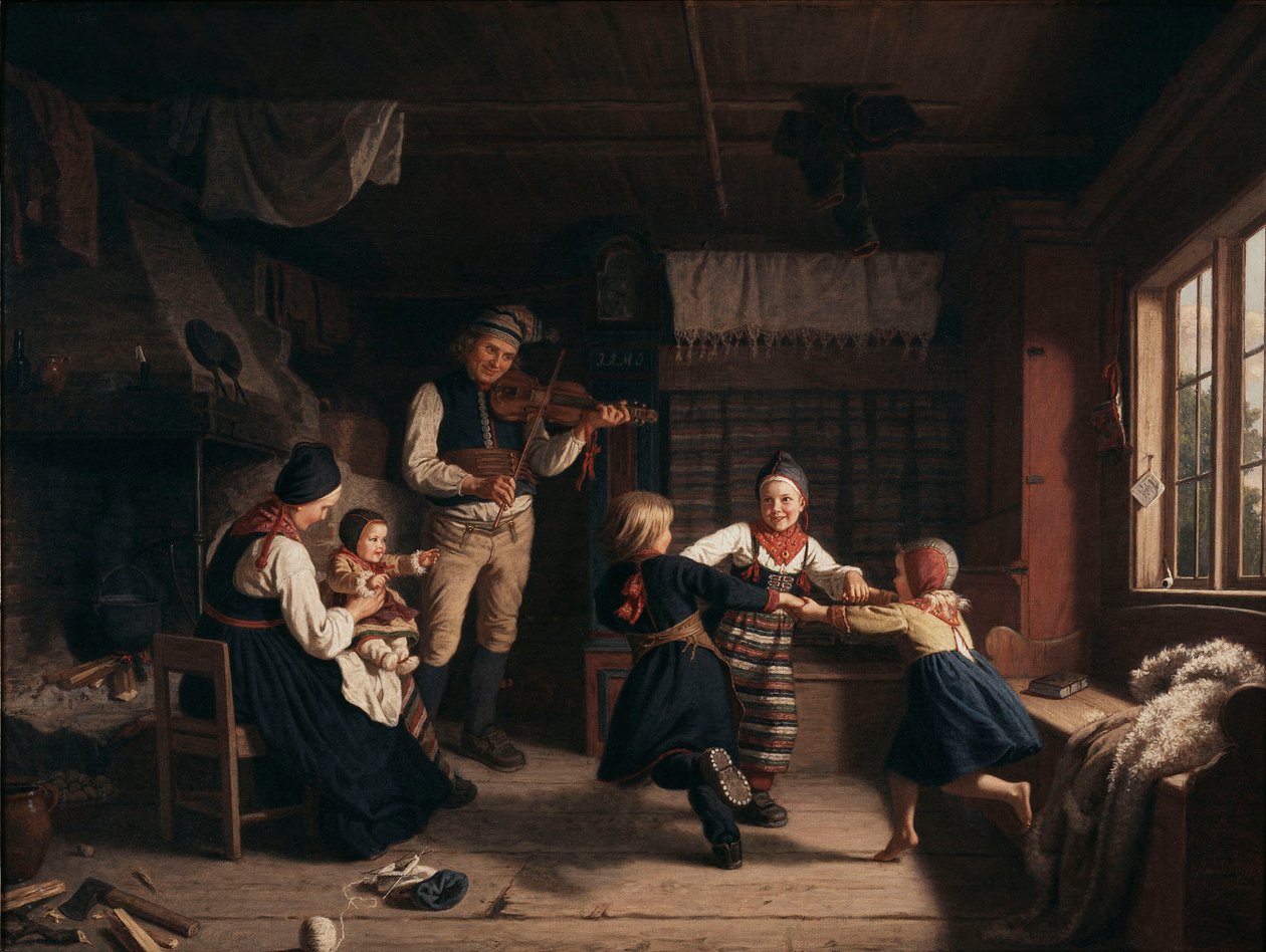 Sonntagabend in einem Bauernhaus in Dalecarlia von Amalia Lindegren