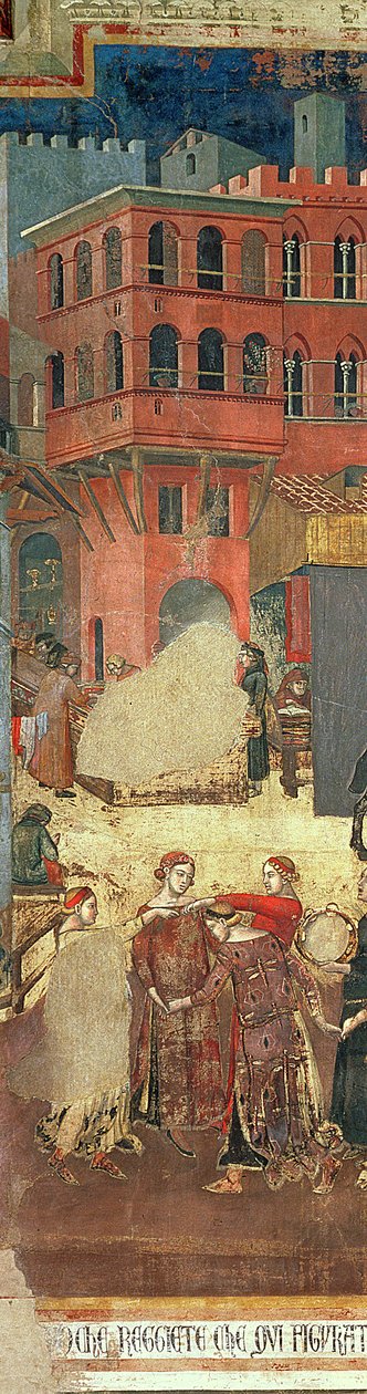 Gute Regierung in der Stadt, 1338-40 (Detail) von Ambrogio Lorenzetti