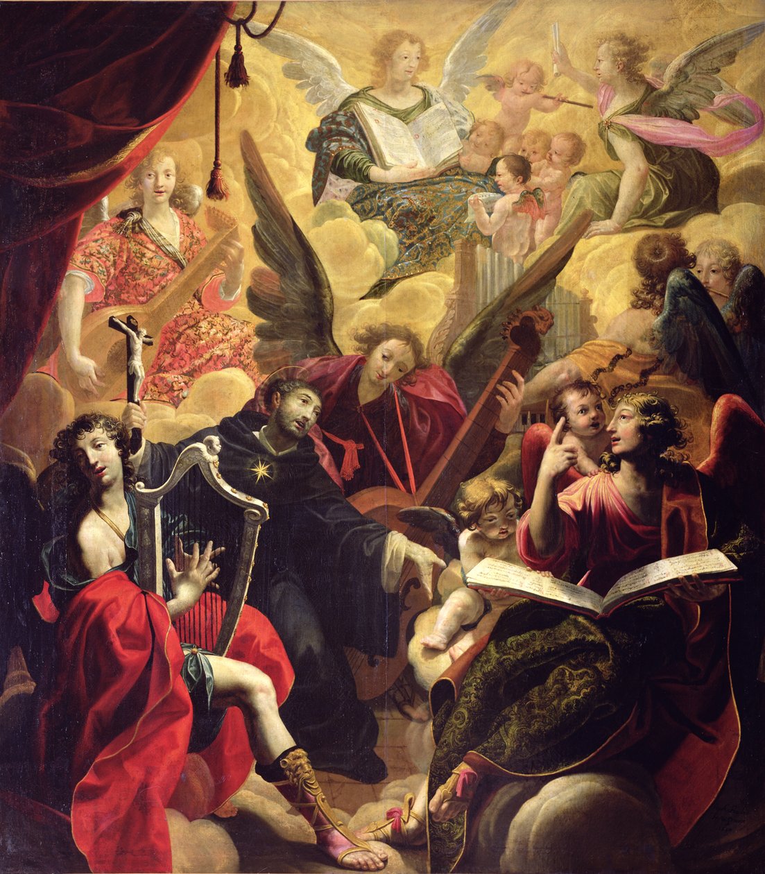 St. Nikolaus von Tolentino mit einem Konzert von Engeln, 1650 von Ambroise Fredeau