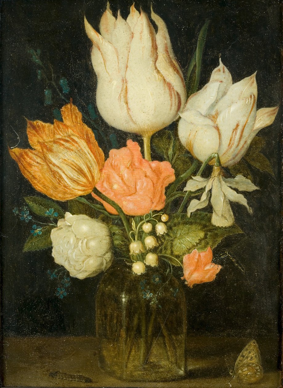 Blumen in einer viereckigen Glasvase von Ambrosius the Elder Bosschaert